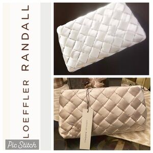 Loeffler Randall Aviva Satin Cream Woven Puff Clutch